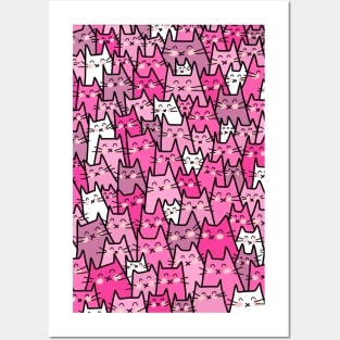 Cat Party - Pink Purple Posters and Art